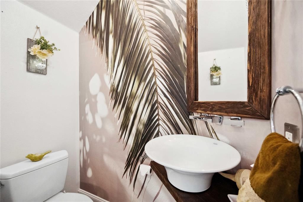 Designer Mural Wallpaper in Half Bath