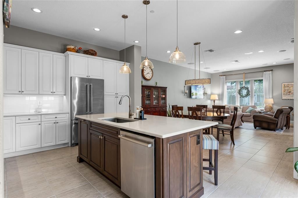 Great room with french doors to patio