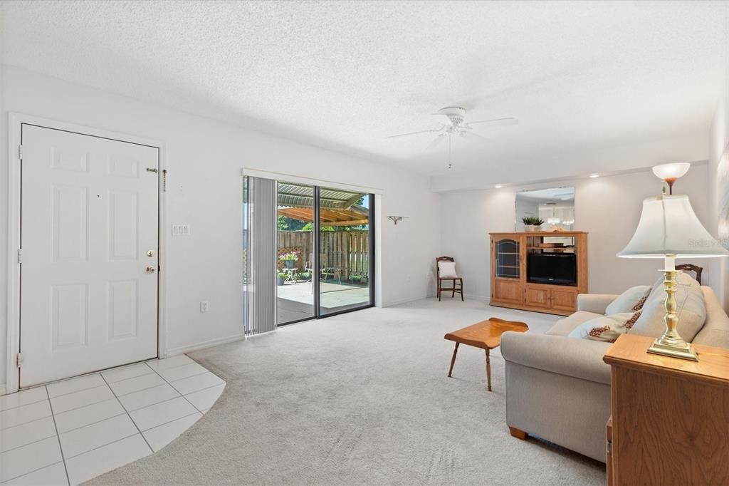 Living room with view of front entrance