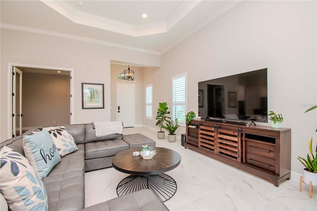 Coffered Ceiling with Recessed Lighting