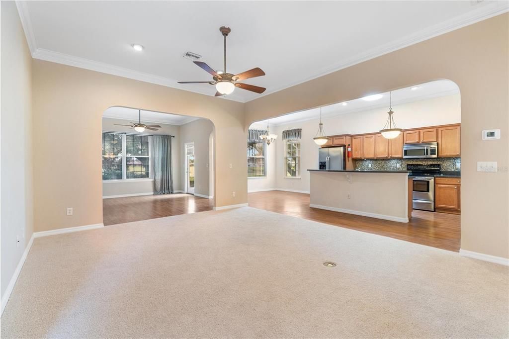 Living Room with Kitchen and Florida Room