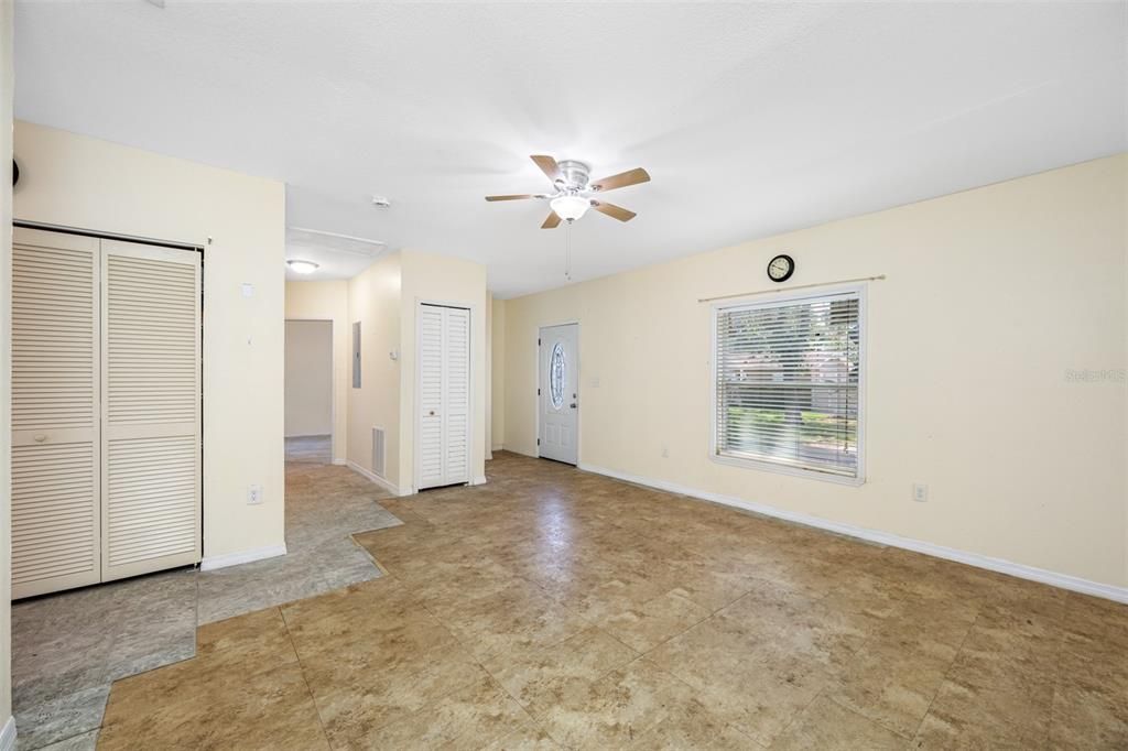 Living Room with Laundry Closet.