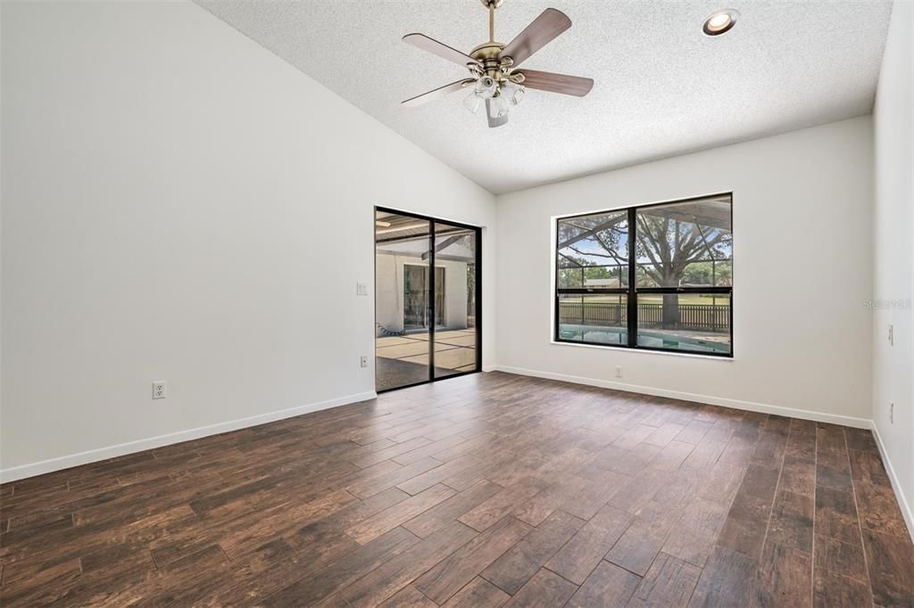 Primary Bedroom with Windows to Pool, Golf Course View