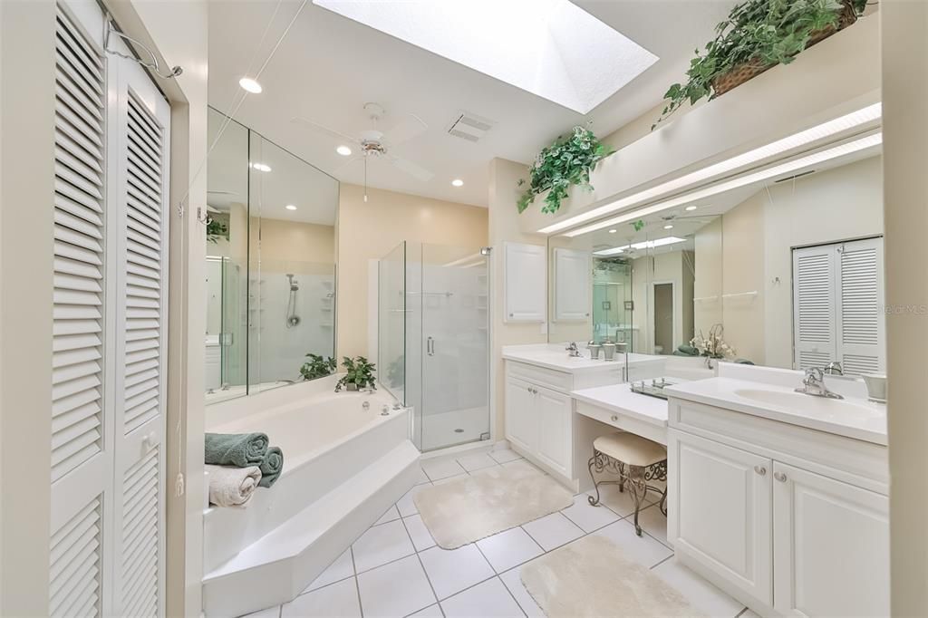 Master Bath large frameless shower with double sinks and soaking tub