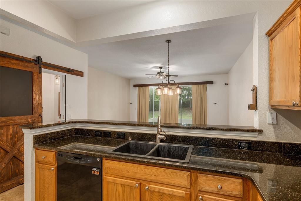 Stone sink and granite countertops