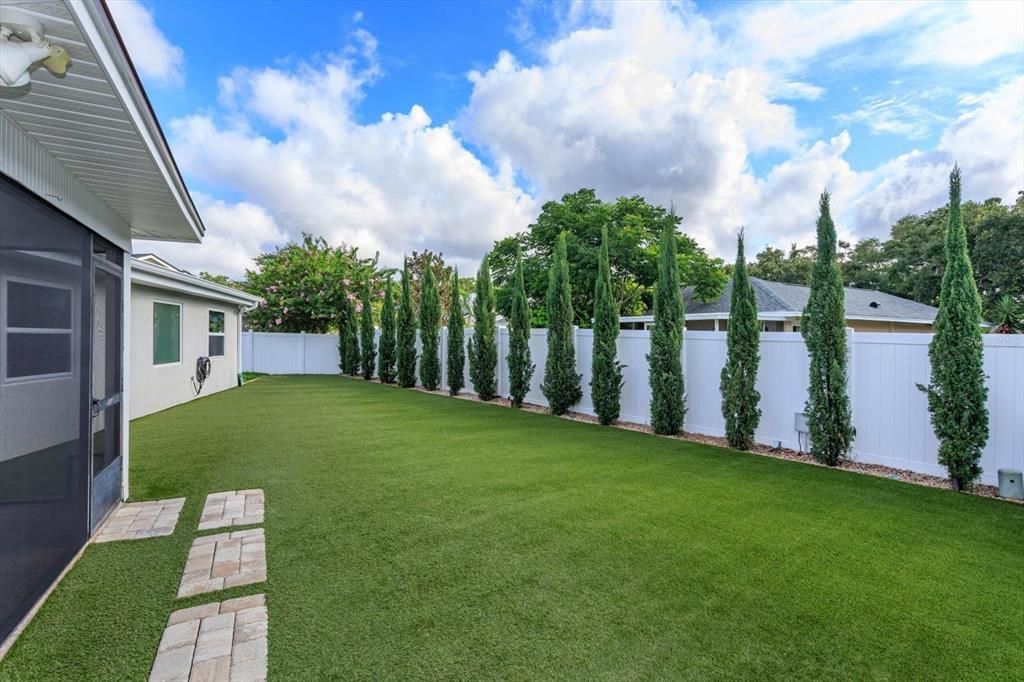 Low maintenance turfed backyard