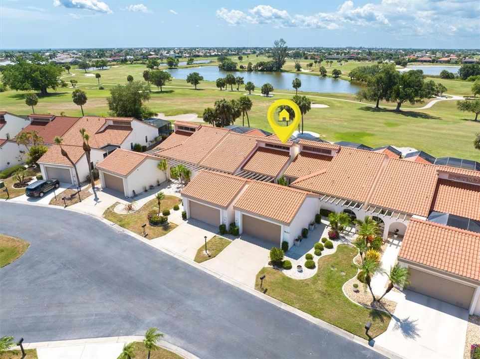 Golf course and lakes behind unit