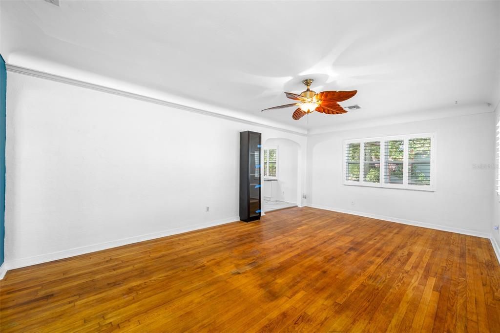 Living room with original hardwood floors