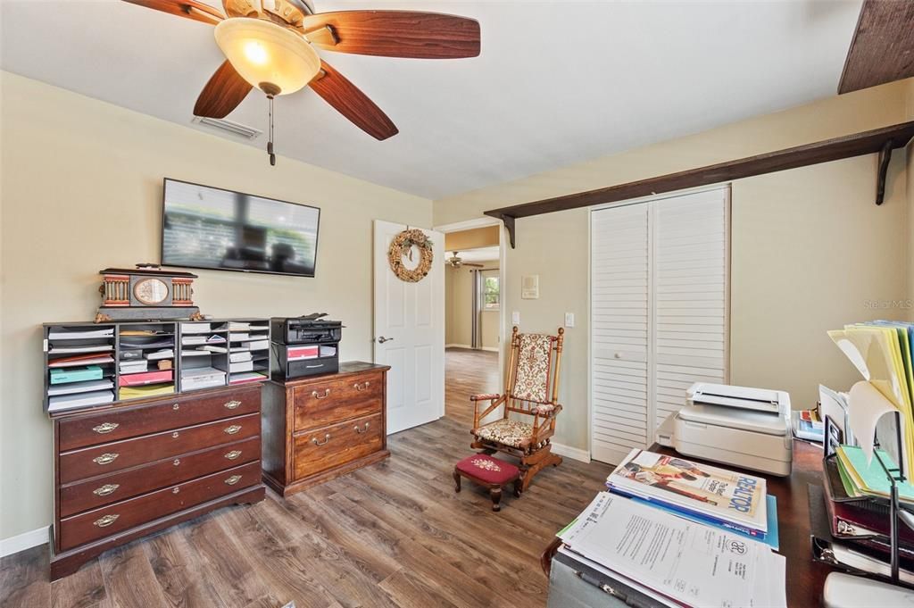 3rd Bedroom/Office With Walk In Closet And Display Shelves.  TV Will Convey