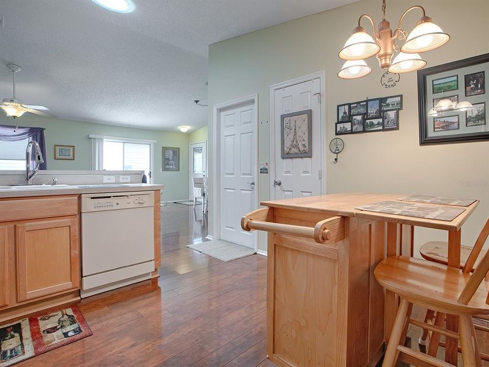 Kitchen 4- Rolling Island/Table for Two- Dishwasher barely used, dishes were washed by hand