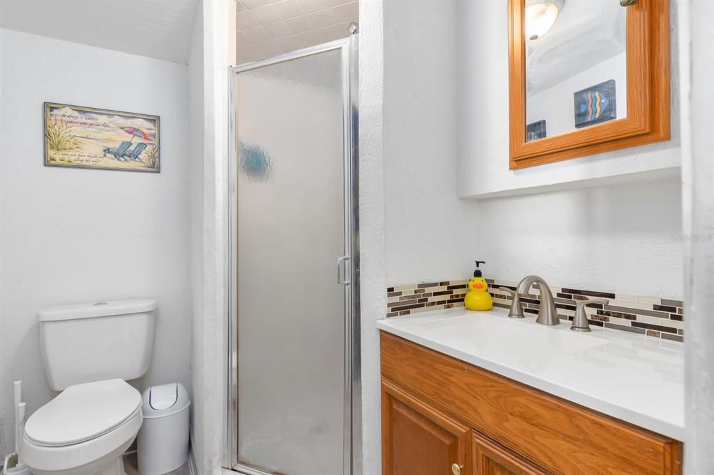 Master Bathroom with new tile floors