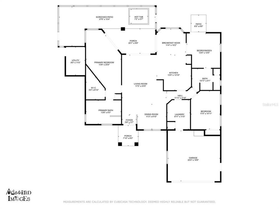 Floor plan showing where the exterior attached built in storage space