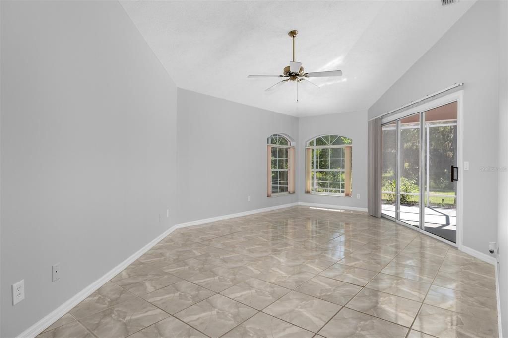 Eat in kitchen space that overlooks out to the preserve area