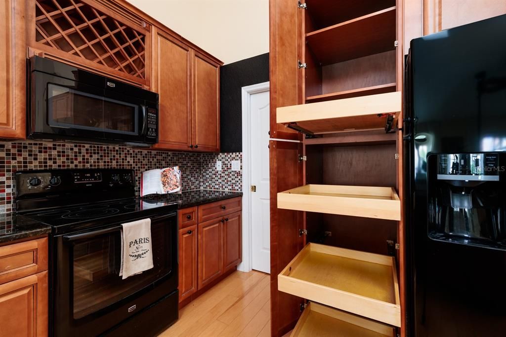 Deep Pull Out Drawers in Pantry and Cabinets