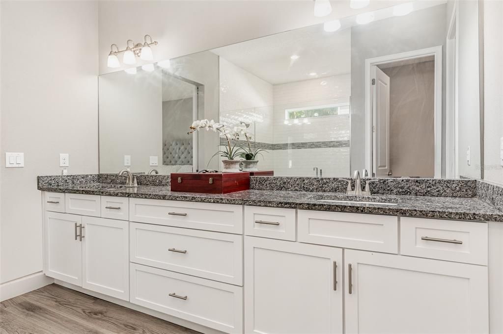 Master bath spacious dual sink space