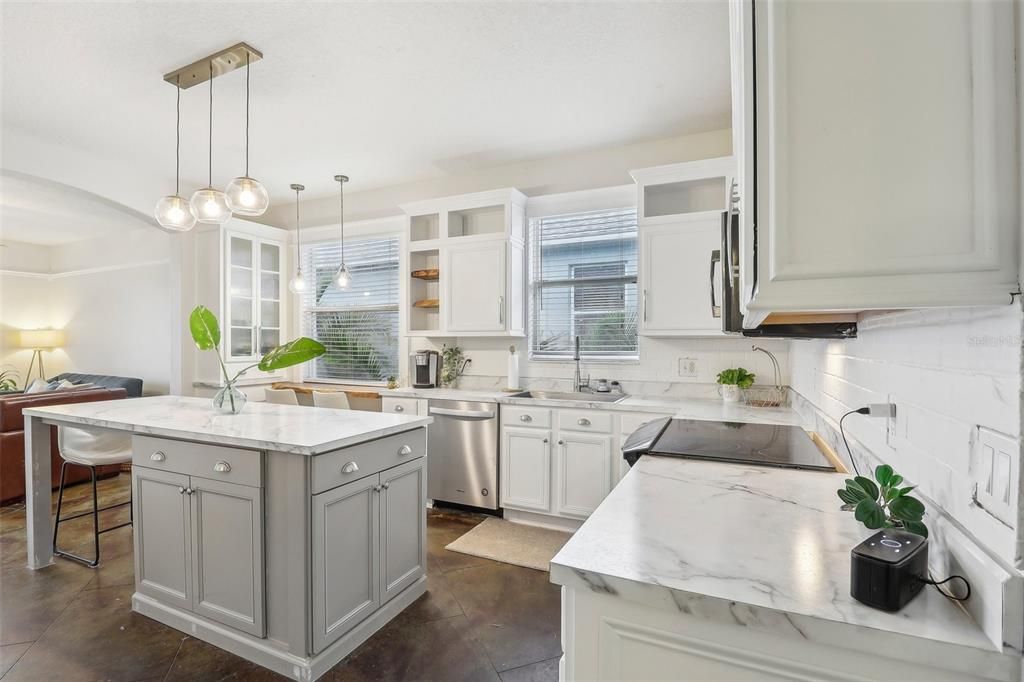 The home chef will also enjoy the modern color palette, new pendant lighting and subway tile backsplash.