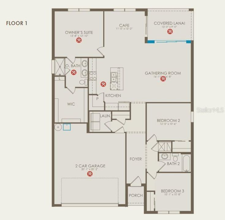 Floor plan - 3 bedroom, 2 bath, 2-car garage!
