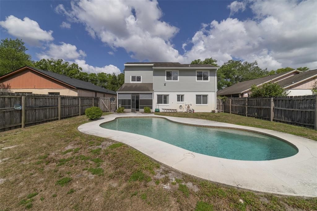 Private pool in large fenced yard