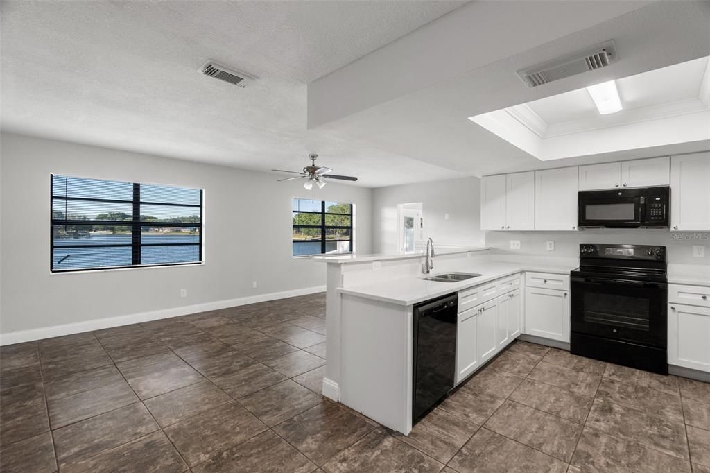 Room for bar seating behind kitchen. Great views!