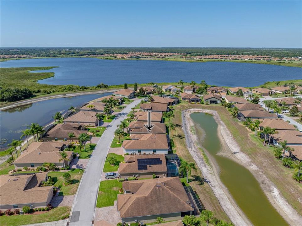 Drone view of neighborhood