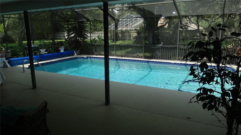 View of pool from living room