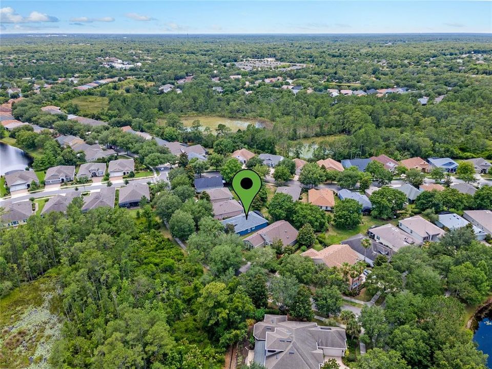 Aerial view of home's location & surrounding neighborhood