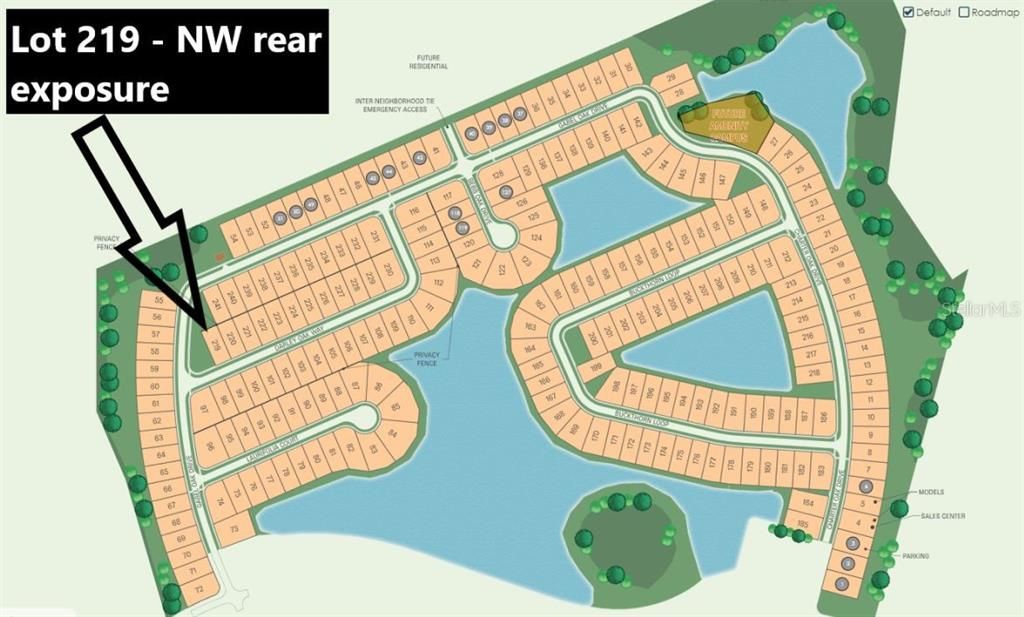 Site map - Lot 219 - Corner lot with NW rear exposure