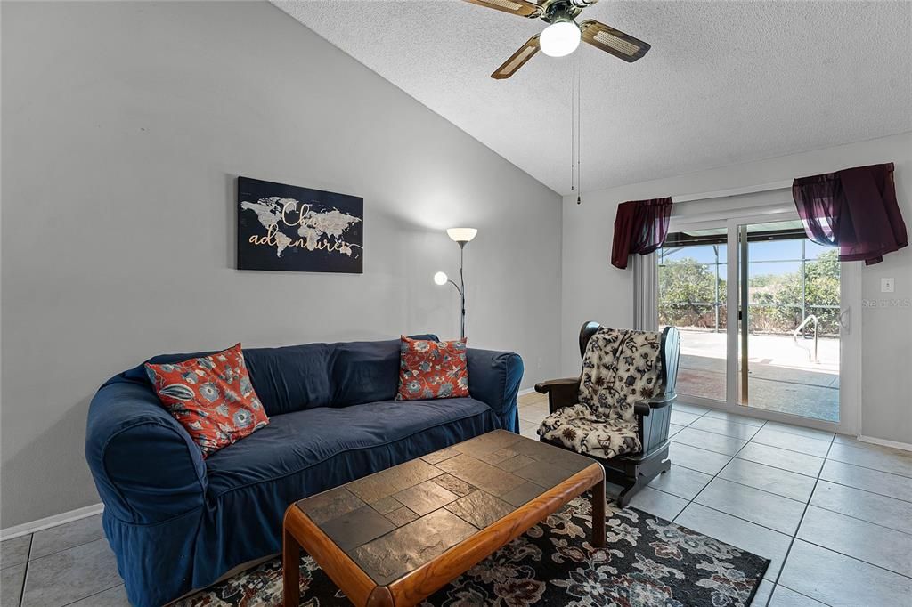 Family Room with view to the pool