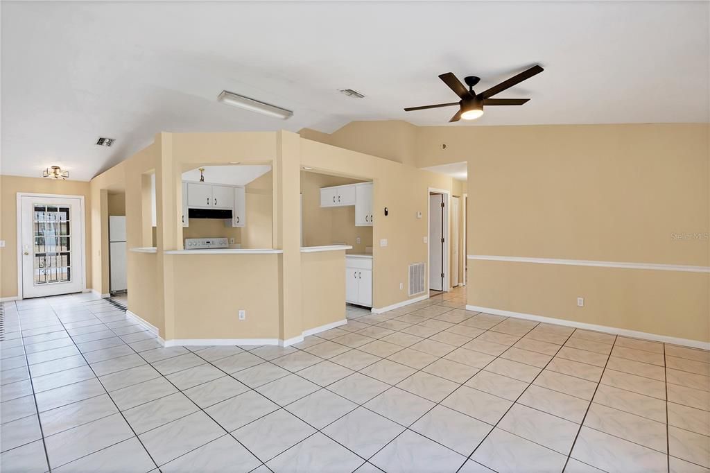 Great Room looking toward kitchen and front entry