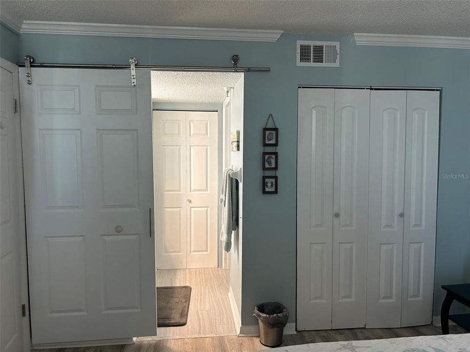 The modern touch with the "barn-door" bathroom access in the Master bath