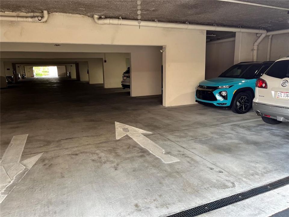 Covered parking under building