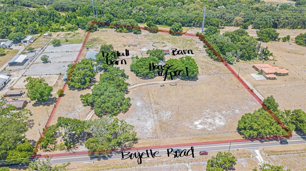 Drone photography of the property on 6/3/24 showing layout of buildings on the property presently more or less