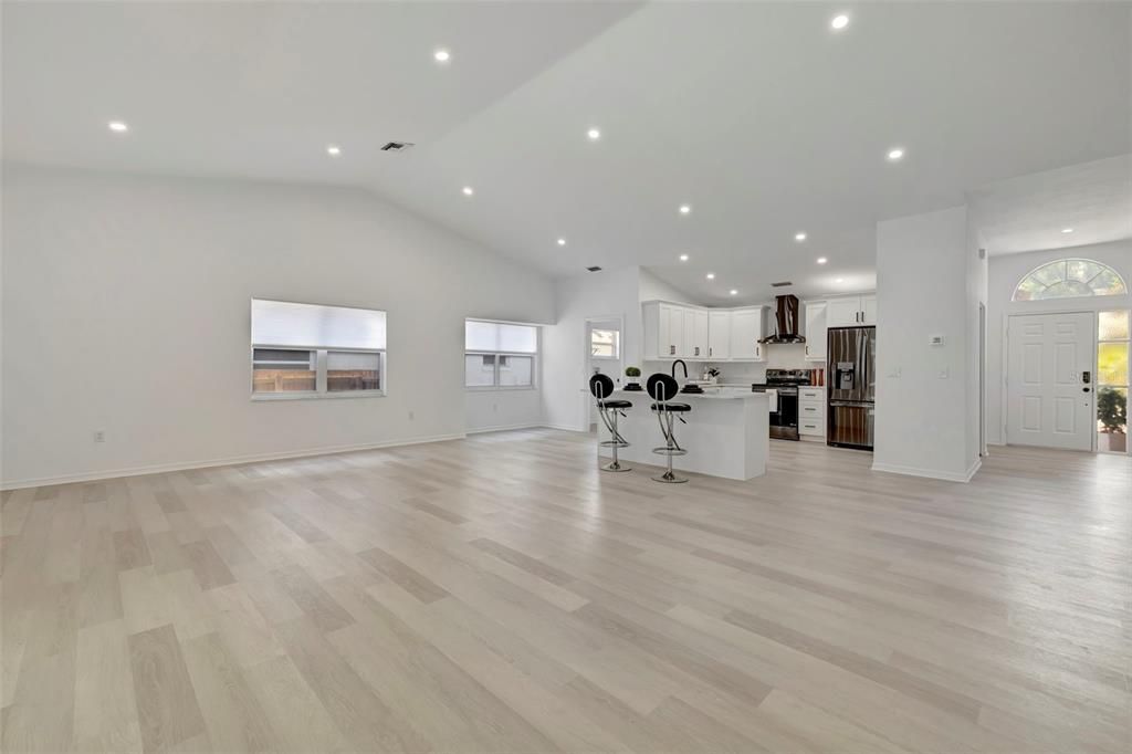 Cathedral Ceilings with recess lighting throughout