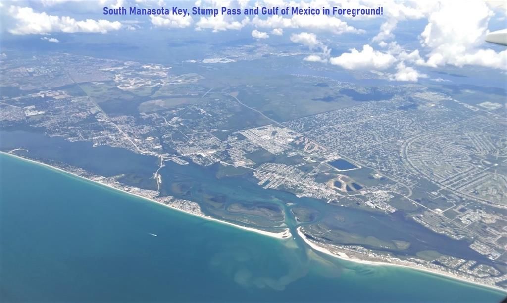 Plane Aerial Shows Manasota Key and Stump Pass to South