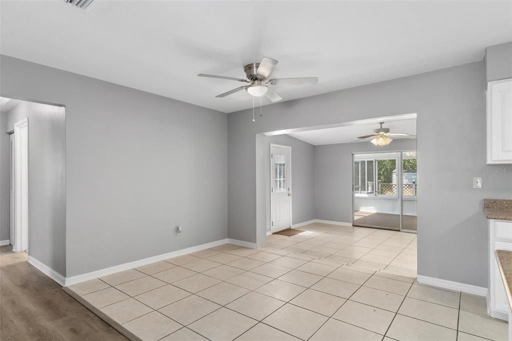 View of the Formal Dining Room looking into the step down bonus room