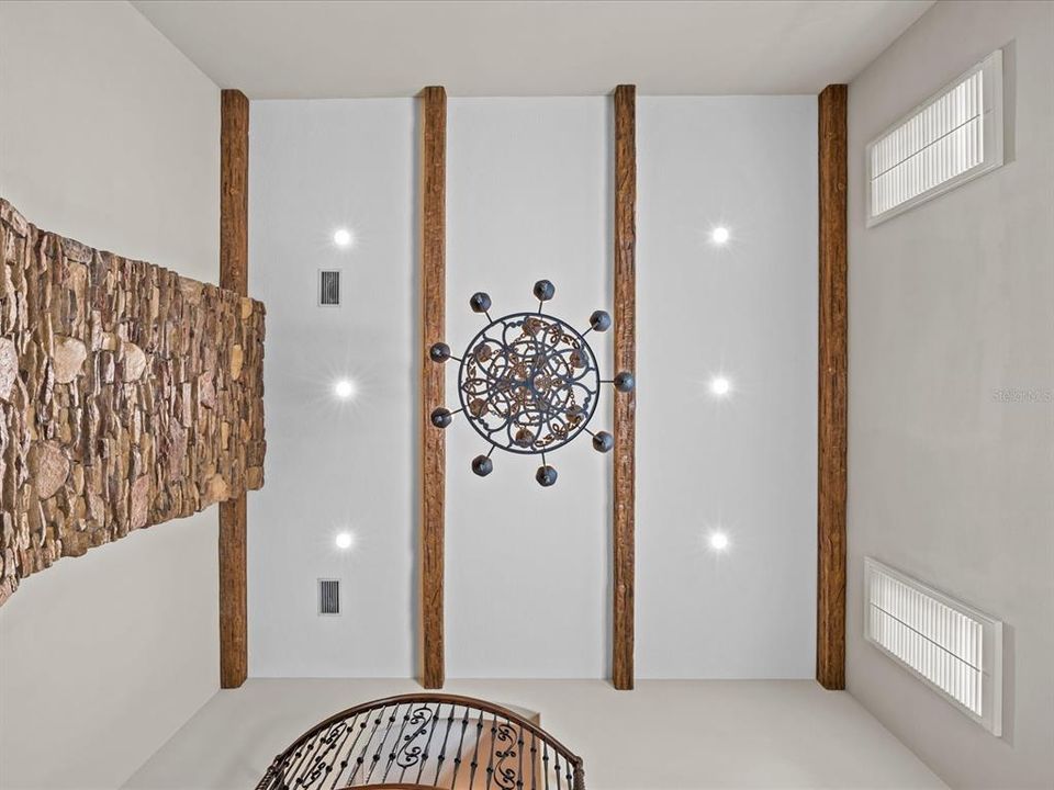 Decorative wood beamed ceiling