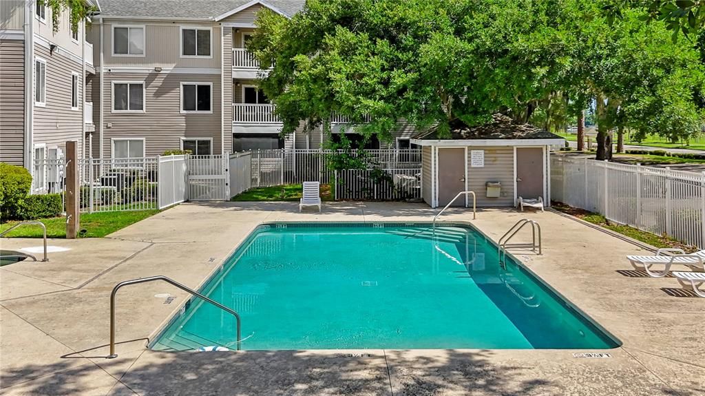 View of pool from balcony