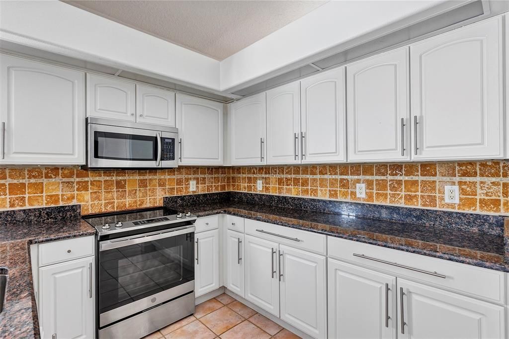 Stone countertop in kitchen