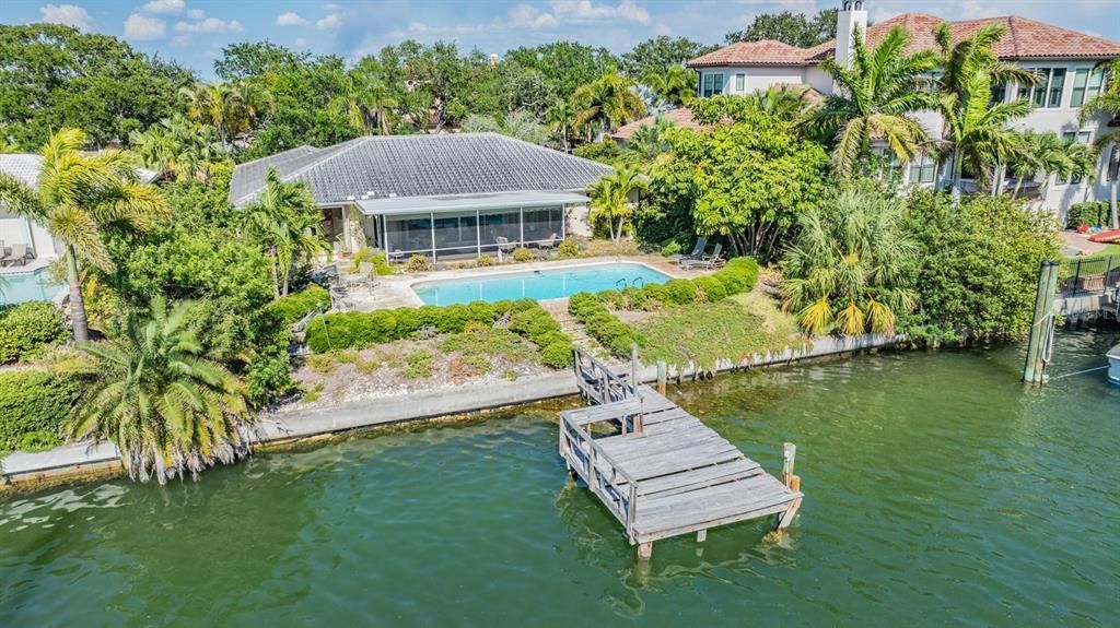 Aerial view of the back & dock