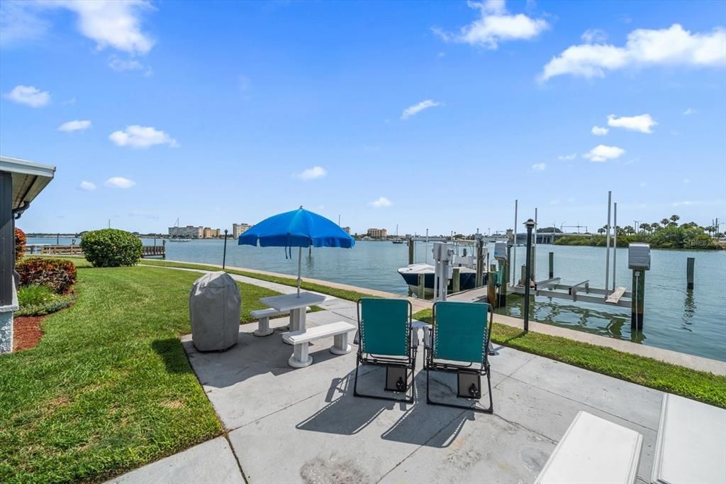 Grilling area with boat slip view