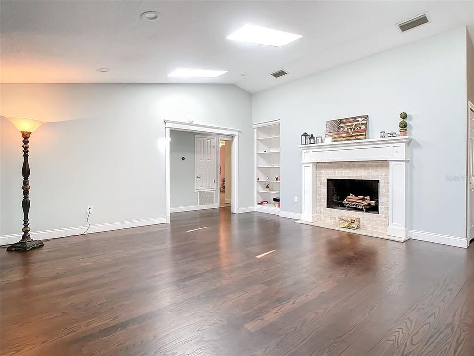 Wood burning fireplace in the living room