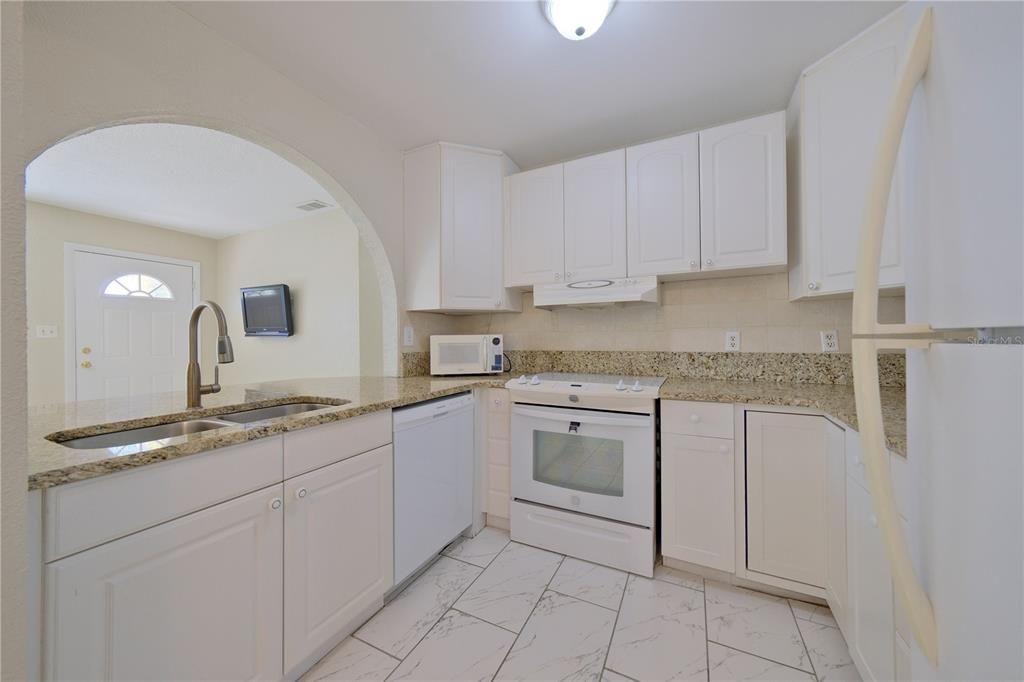 NEWER CABINETS, APPLIANCES, DOUBLE STAINLESS SINK!