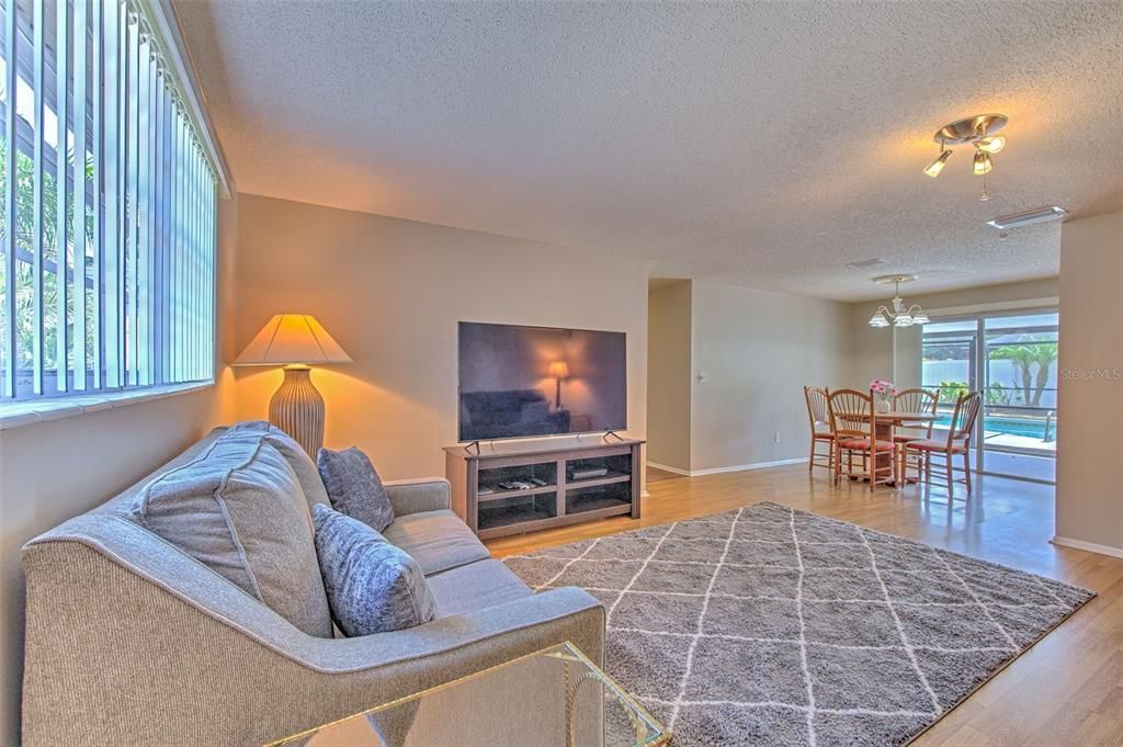 Living Room with view of pool