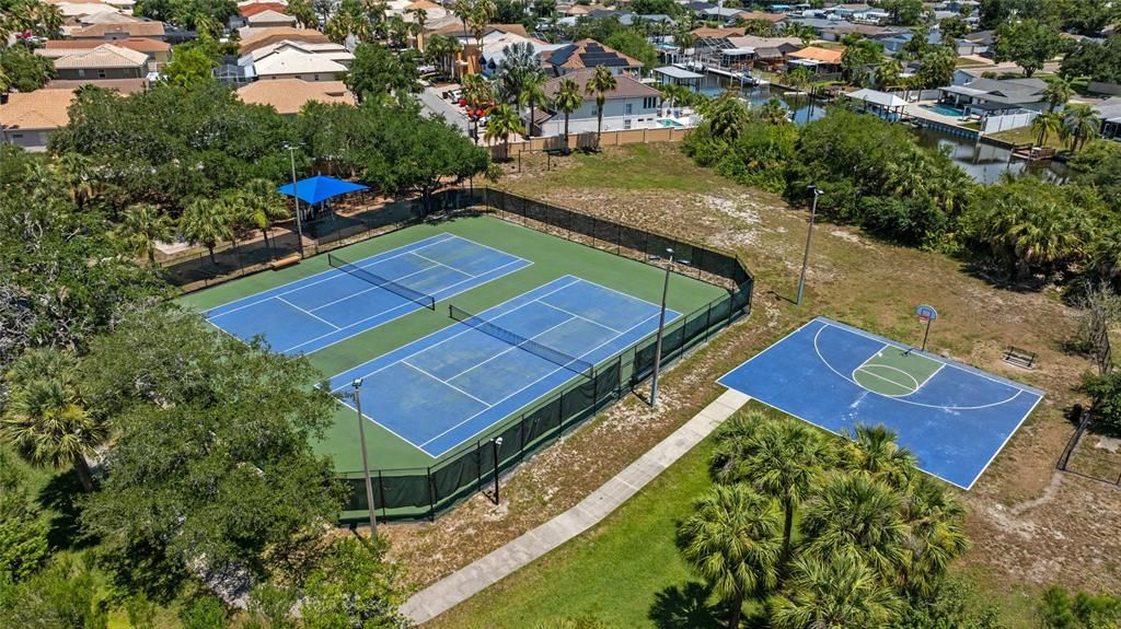 tennis courts, west playground and basketball court