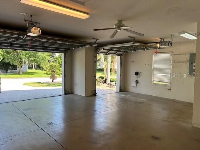 view of garage open