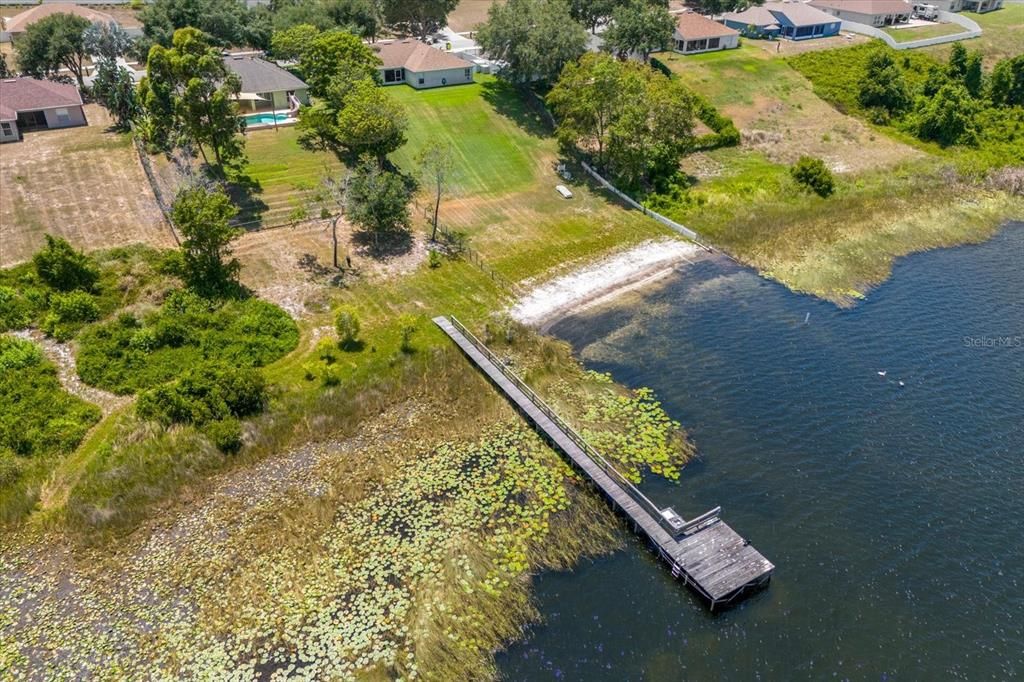 Aerial View of the Dock on the Lake