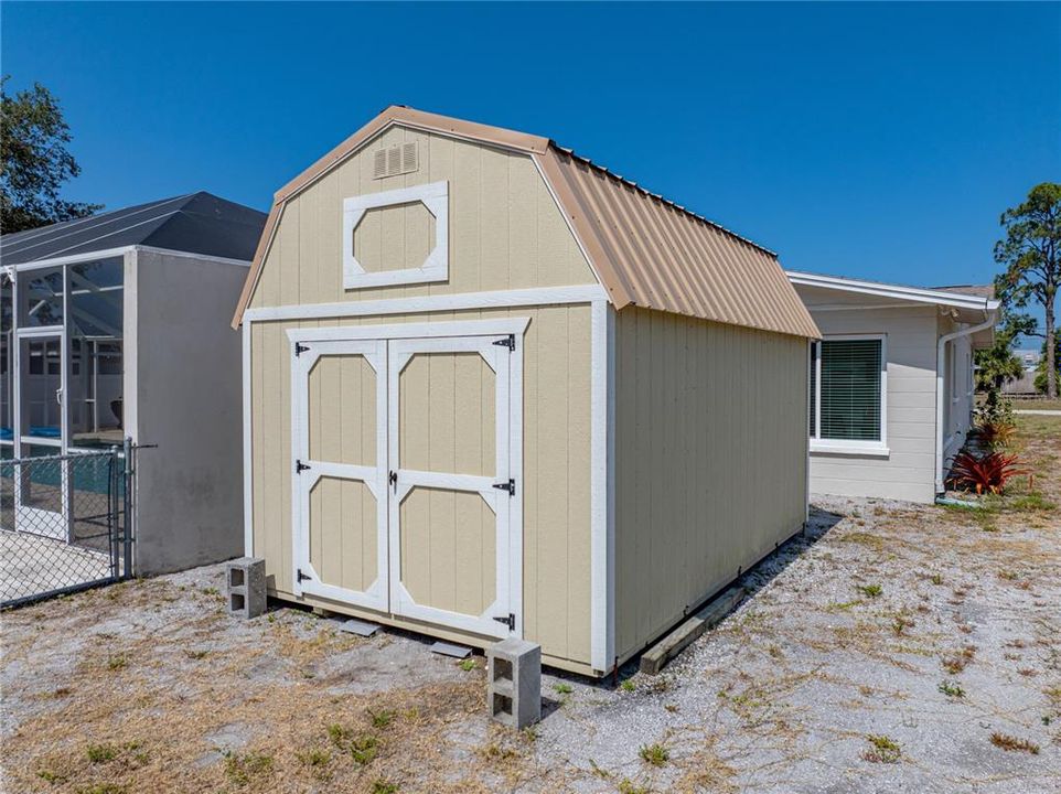 Storage shed for extra beach and pool toys!