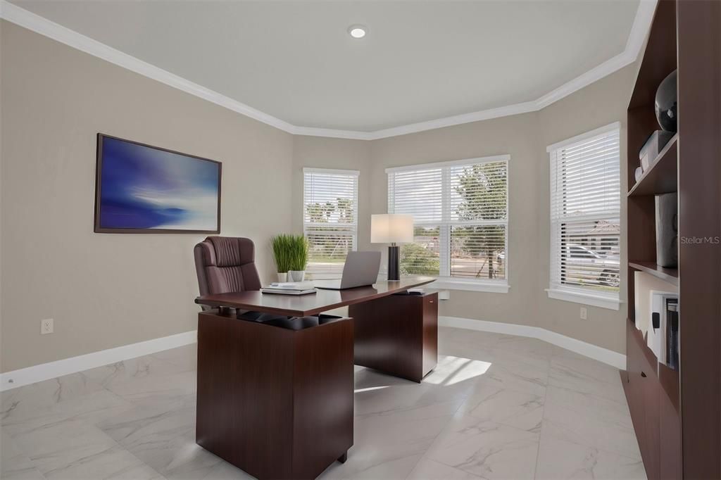 Virtual Staging 3rd Bedroom with Bay Windows