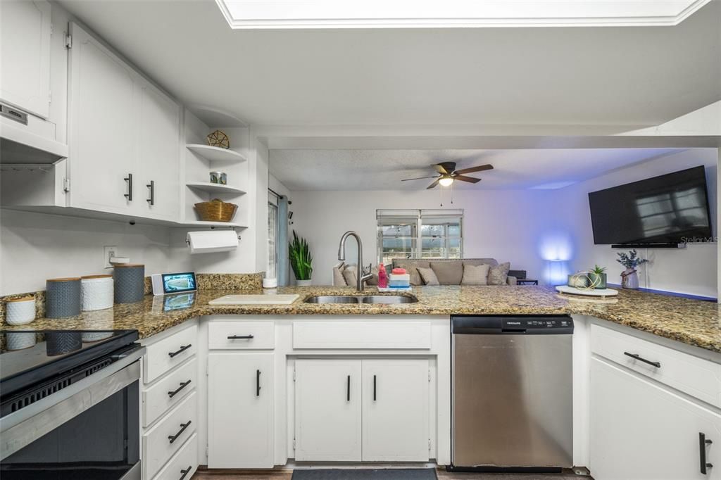 Kitchen- view of living room