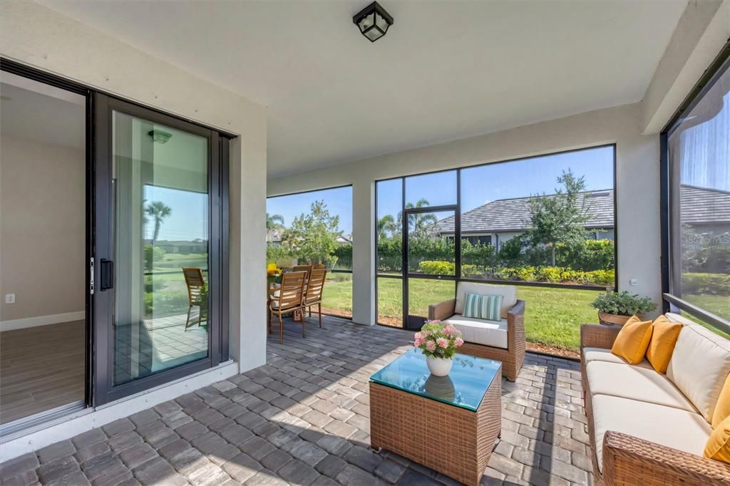 The extended-lanai faces North and East and overlooks your private backyard and water view.